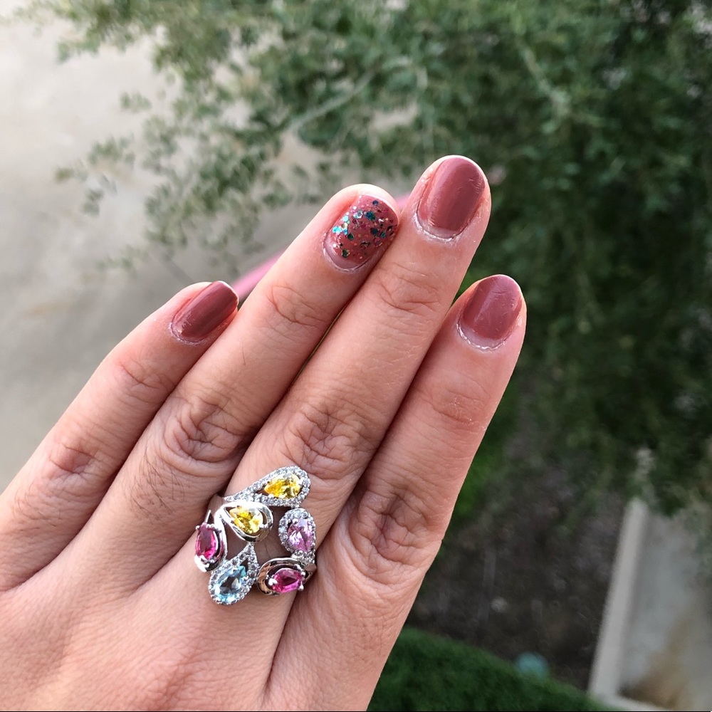 Multicolor Birthstone Statement Ring - image 1